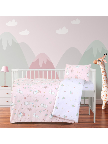 Σετ Παπλωματοθήκη 110x145 Κούνιας Kocoon Pink Paca Pink-White