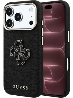 Guess Grained & Big Resin Logo Θήκη iPhone 18 Pro Max / 17 Pro Max Black (GUHCP18X6PSS4RGK)