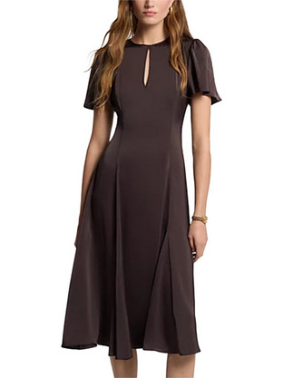 Michael Kors Satin Ss Midi Φόρεμα Σοκολατί MF683LWAYJ-201