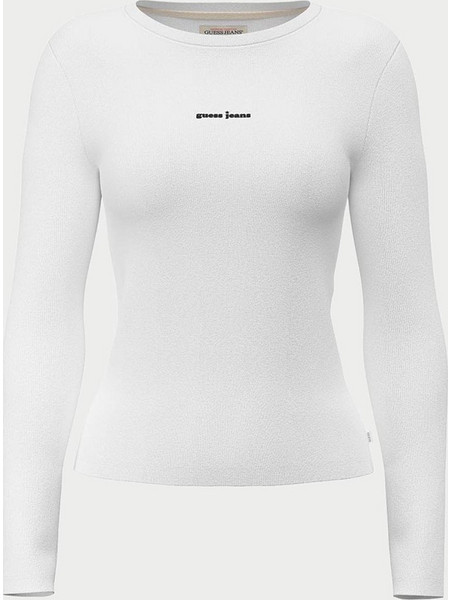GUESS JEANS GJ STAR EMBRO LS CN RIB TOP ΜΠΛΟΥΖΑ ΓΥΝΑΙΚΕΙΟ W6YP14K3821-G011 White