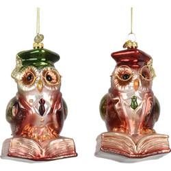 Beauty Home Στολίδι Κουκουβάγια Γυάλινη με Γυαλιά 13 cm Μπορντό