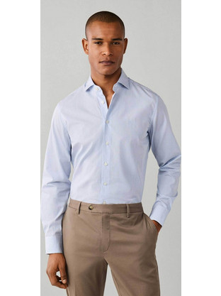 Hackett Ανδρικό Πουκάμισο Ριγέ Μπλε Ανοιχτό HM3010761