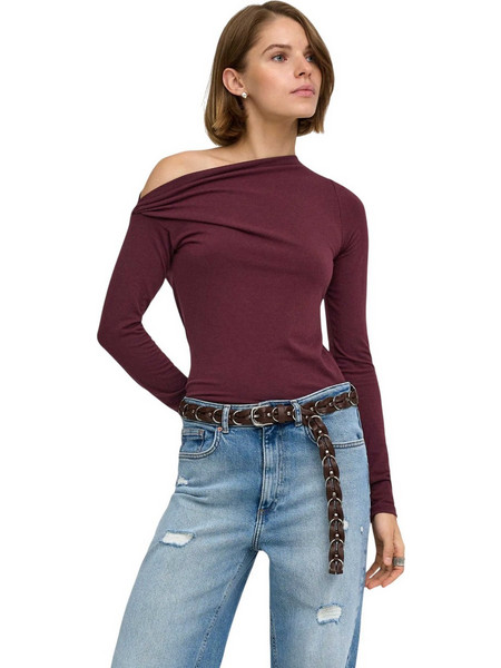 ONLY W SIA L/S ASSYMETRIC TOP JRS - 15383991-FIG