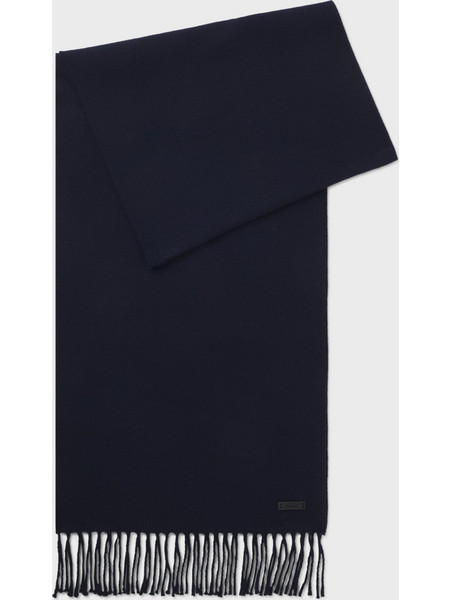 BOSS Ανδρικό Κασκόλ Italian Made With Logo Patch Μπλε Σκούρο