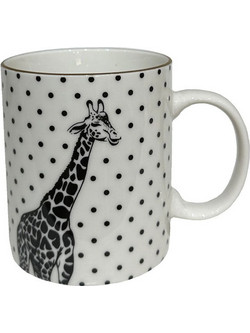 Africa Κουπα Καμηλοπαρδαλη New Bone China Λευκο Μαυρο Χρυσο 8x8x10 - Liberta - Λευκό,Μαύρο,Χρυσό