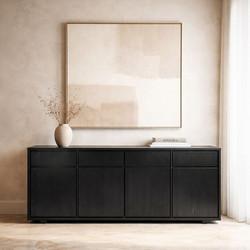 Capo Μπουφες 4Πορτες 4Συρταρια Μαυρο 180x40x75cm - Liberta
