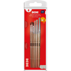 interDRUK BB Kids Wooden Σετ Πινέλα Ζωγραφικής 6τμχ 345899