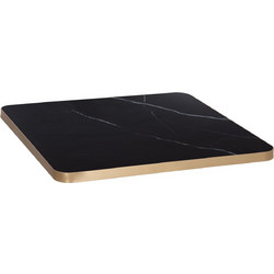 ΕΠΙΦΑΝΕΙΑ ΤΡΑΠΕΖΙΟΥ SINTERED STONE BLACK MARBLE ΠΛΑΙΣΙΟ ALU ΧΡΥΣΟ 80x80εκ
