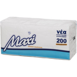 Χαρτοπετσέτες Εστιατορίου Λευκές Maxi 28x30cm (Συσ./200τεμ.)