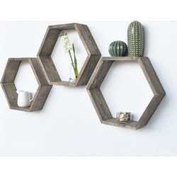 Wall Shelf Hex001 Walnut 40x10x40 cm