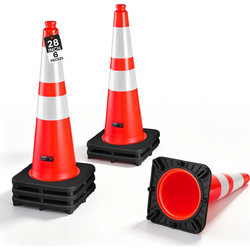 VEVOR Σετ 6 Κώνων Κυκλοφορίας 715 mm από Εύκαμπτο PVC, Πορτοκαλί, με Μαύρη Βάση και Ανακλαστικό Κολάρο HSDZAQZ28YCHKG2ME001V0