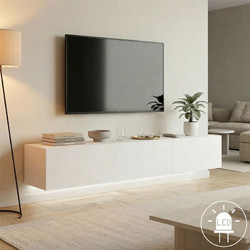 Έπιπλο τηλεόρασης επιτοίχιο με Led Rival pakoworld λευκό 180x35x30εκ - PAKOWORLD