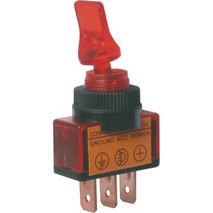 Toggle switch 2pol./3pin ON-OFF 12VDC - transparent red