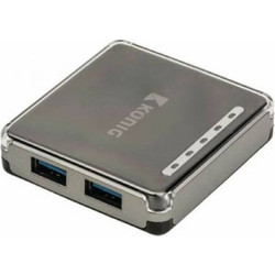 Konig CSU3H4P100BL USB Hub 3.0 USB-A με 4 Θύρες USB-A & Εξωτερική Παροχή Ρεύματος