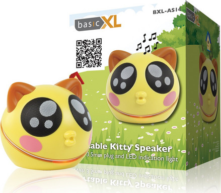 Φορητό Ηχείο BasicXL BXL-AS 14 Kitty Ηχείο Bluetooth 2W Κίτρινο