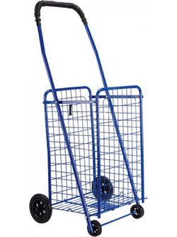Καρότσι Λαϊκής Μεταλλικό 60lt 54x47x96cm Πτυσσόμενο 4.1kg Αντοχή Bάρους 35kg με 2+2 Ρόδες Μπλε