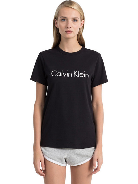 Calvin Klein Γυναικεία Μπλούζα Πιτζάμας Χειμωνιάτικη Βαμβακερή Μαύρη QS6105E