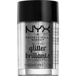 Nyx Face & Body Glitter Silver Σκιά Ματιών 2.5gr