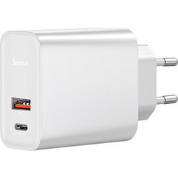 Baseus Φορτιστής Χωρίς Καλώδιο με Θύρα USB-A & USB-C 30W Power Delivery & Quick Charge 3.0 White CCFS-C02