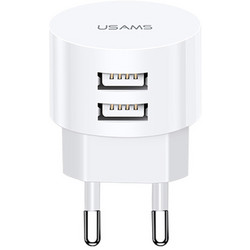 Usams T20 Φορτιστής Χωρίς Καλώδιο με 2 Θύρες USB-A 10W White