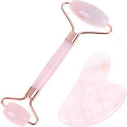 Σετ Quartz Roller με Πέτρα Χαλαζία + Gua Sha Pink