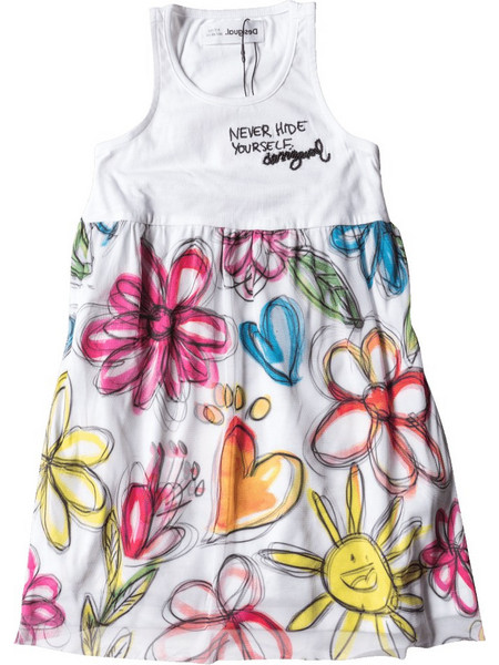 Desigual Παιδικό Φόρεμα Floral Λευκό 21SGVK08-1000