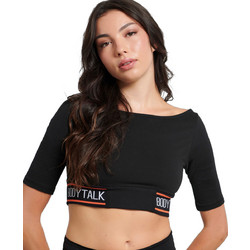 BodyTalk Snaps Γυναικείο Αθλητικό Crop Top Μαύρο 1222-904720-00100