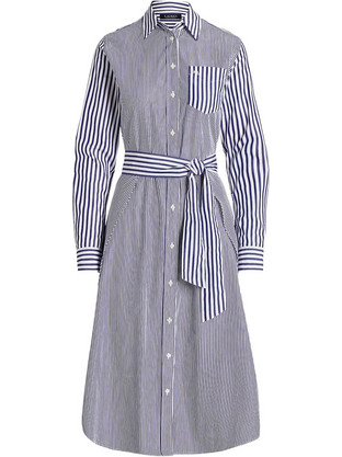 Lauren Ralph Lauren Midi Καθημερινό Φόρεμα Σεμιζιέ Λευκό Royal Blue 200889000001