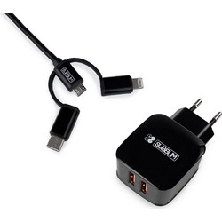 Subblim Φορτιστής Χωρίς Καλώδιο με 2 Θύρες USB-A Quick Charge 3.0 Black SUB-CHG-1ZWC02