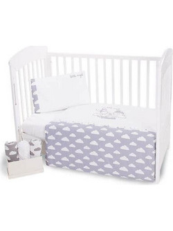 KikkaBoo Little Angel Clouds Σετ Κούνιας Grey 3τμχ