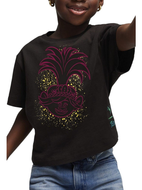 Puma Trolls Graphic Παιδικό T-Shirt Κοντομάνικο Μαύρο 624854-01