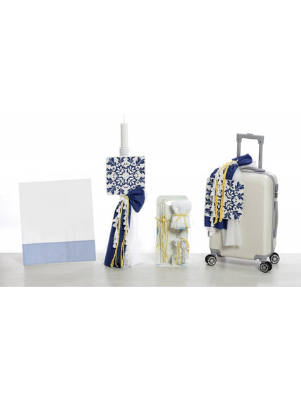Bellissimo Σε Σετ Βάπτισης με Βαλίτσα για Αγόρι Blue Tiles ΣΚΒ2437