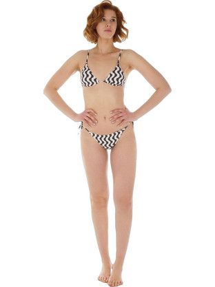 Gsecret Bikini Set Τριγωνάκι Μαύρο Λευκό C9403-26715