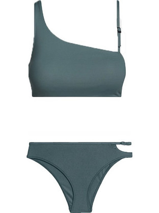 Calvin Klein Bikini Set με Έναν Ώμο Πετρόλ KW0KW02335-KW0KW02476-PMB