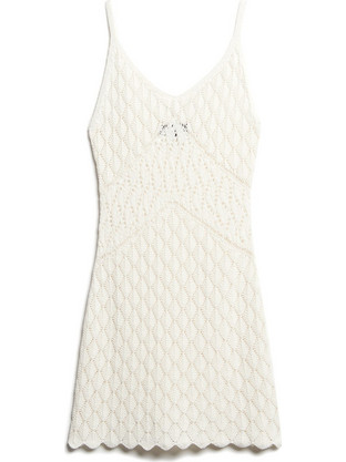 Superdry Mini Καλοκαιρινό Καθημερινό Φόρεμα Πλεκτό Λευκό W8011606A-8ML