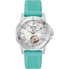 Bulova Γυναικείο Ρολόι Αυτόματο με Γαλάζιο Καουτσούκ Λουράκι 96L325