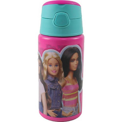 Gim Barbie Παιδικό Παγούρι Αλουμινίου με Καλαμάκι Φούξια 500ml