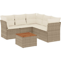 vidaXL Σετ Σαλόνι Κήπου Rattan 6τμχ Μπεζ 3255967