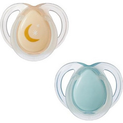 Tommee Tippee Night Time Ορθοδοντικές Πιπίλες Σιλικόνης Νυκτός 0-6m Σομόν Βεραμάν 2τμχ