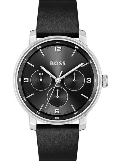 Hugo Boss Contender Ανδρικό Ρολόι με Μαύρο Δερμάτινο Λουράκι 1514125