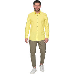 Ben Tailor Ανδρικό Πουκάμισο Λινό Μακρυμάνικο Slim Fit Κίτρινο BENT.0728