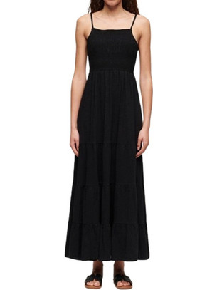 Superdry Midi Καλοκαιρινό Βραδινό Φόρεμα Μαύρο W8011675A-02A
