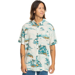 Quiksilver Ανδρικό Πουκάμισο Βαμβακερό Σχέδια Κοντομάνικο Overshirt Λευκό EQYWT04575-WDW6