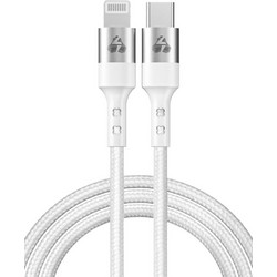 Powertech PTR-0127 Braided USB-C to Lightning Cable 20W 1m White 5210131072615