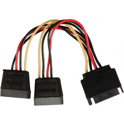 Powertech CAB-W012 Καλώδιο Τροφοδοσίας 15-Pin SATA Male to 2 x 15-Pin SATA Female 0.2m Multicolor