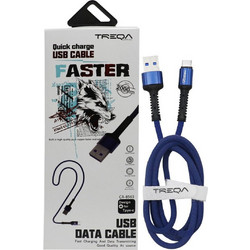 Treqa CA-8563 Braided USB-A to USB-C 2m Blue CA-8563
