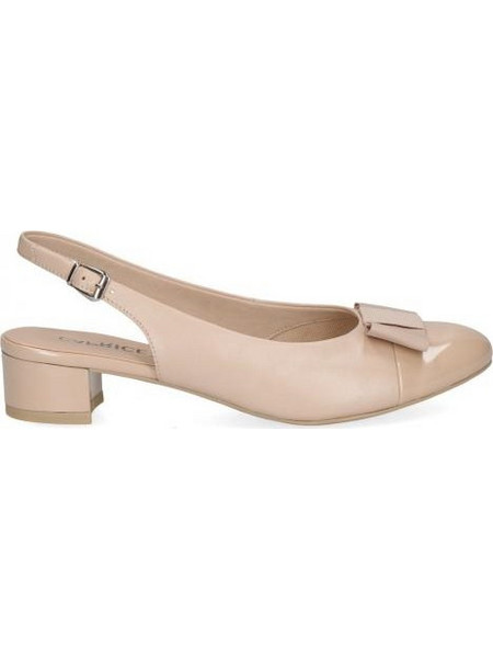 Caprice Ανατομικές Γόβες Slingback Δερμάτινες με Χοντρό Χαμηλό Τακούνι Nude 9-29502-42