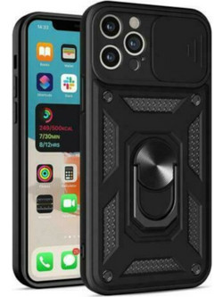 Bodycell Armor Slide Ring Holder Back Cover Black (iPhone 12 Pro Max)