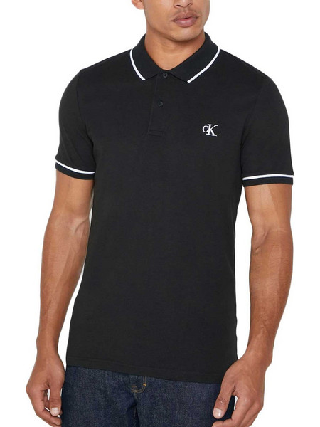 Calvin Klein Ανδρική Μπλούζα Polo Κοντομάνικη Μαύρη J30J315603-BAE