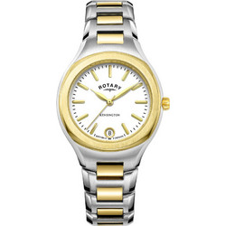 Rotary Kensington Γυναικείο Ρολόι με Ασημί Χρυσό Μεταλλικό Μπρασελέ LB05106/02